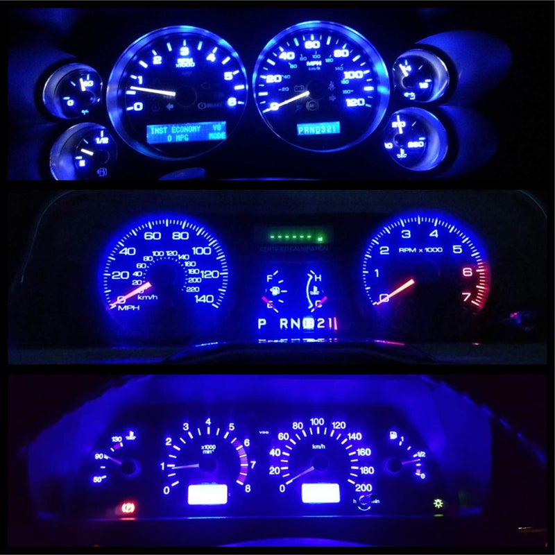 WLJH Blue T10 Led Bulb Dash Lights Dashboard Instrument Panel Cluster Gauge 2825 194 w5w Car Interior Lamp Twist Sockets Pc195 Pc194 Pc168, Pack of 6 - Image 4